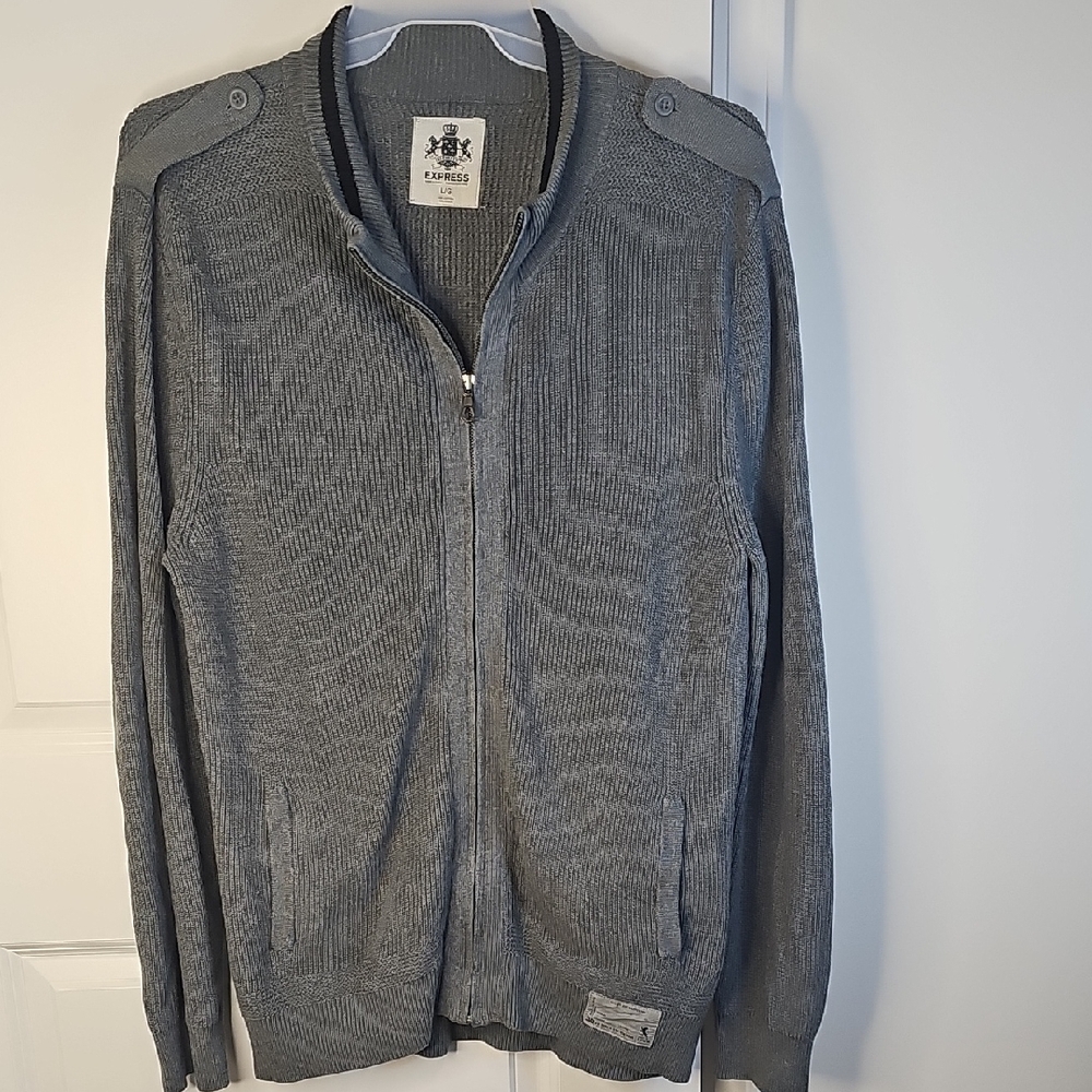 Express Men's Gray‎ Zip-Up Sweater